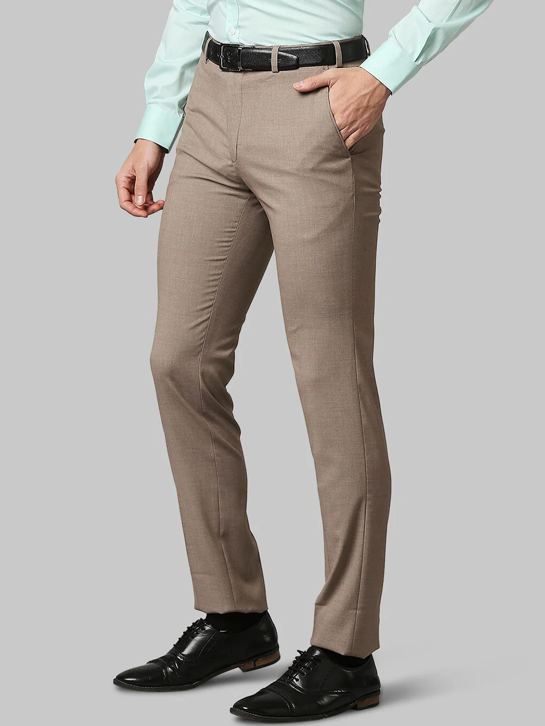 Raymond Men Brown Solid Slim Fit Formal Trousers - Image 9