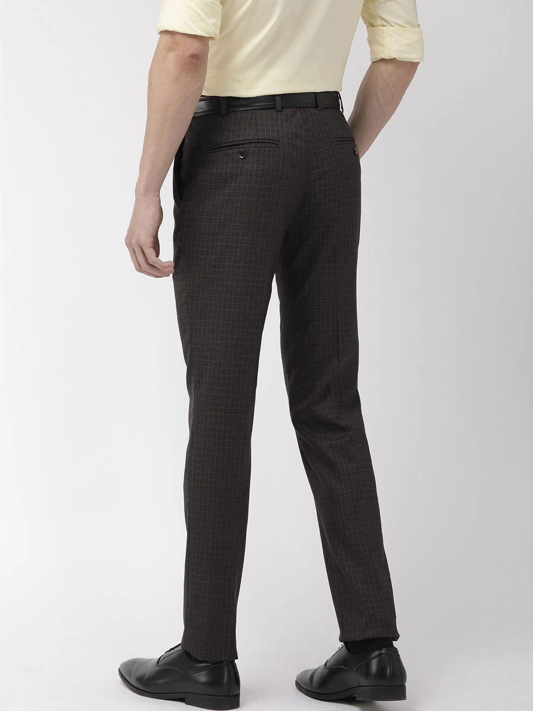 Raymond Men Charcoal Grey Slim Fit Checked Regular Trousers - Image 3