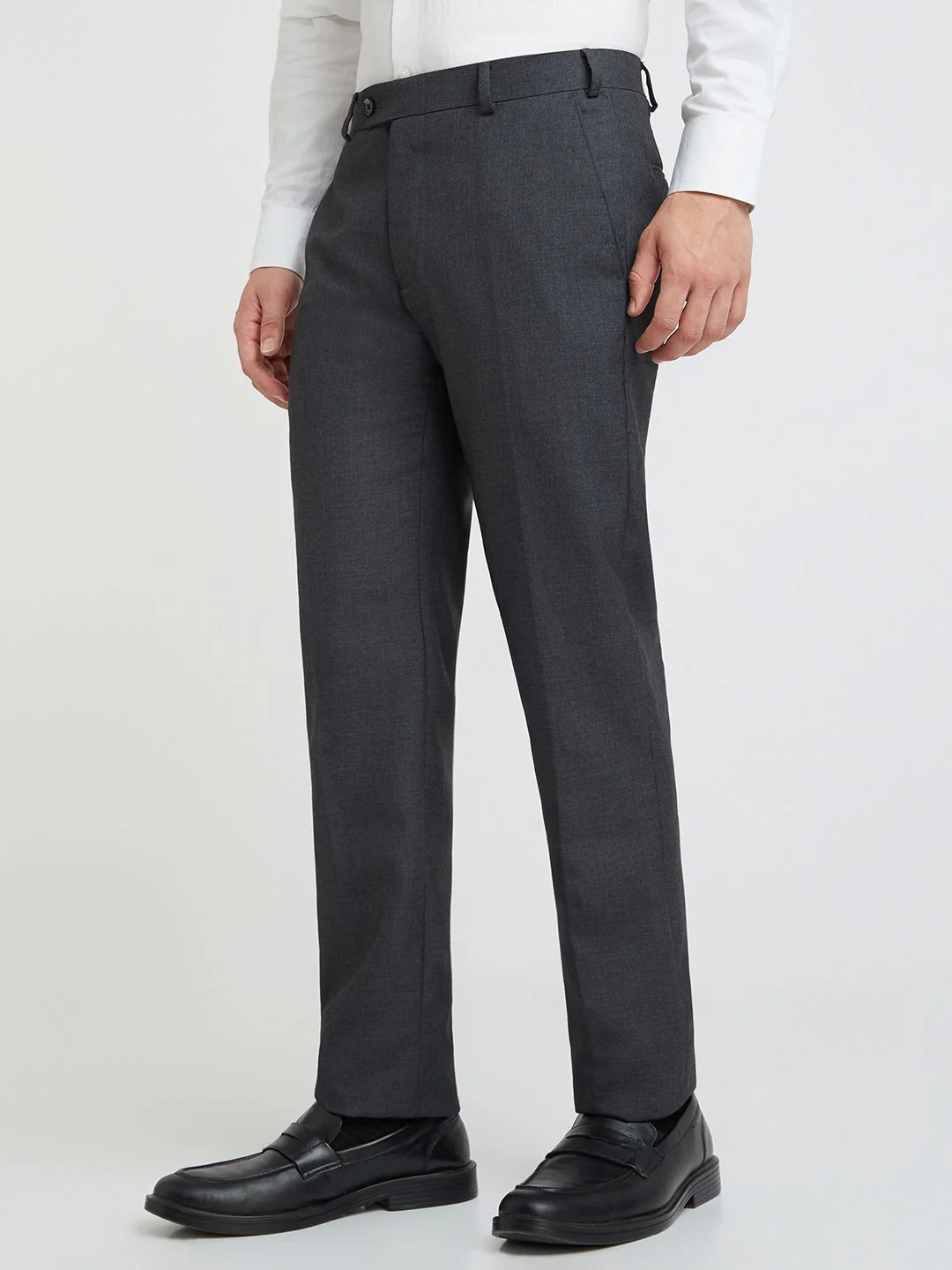 Raymond Men Charcoal Grey Slim Fit Formal Trousers - Image 3