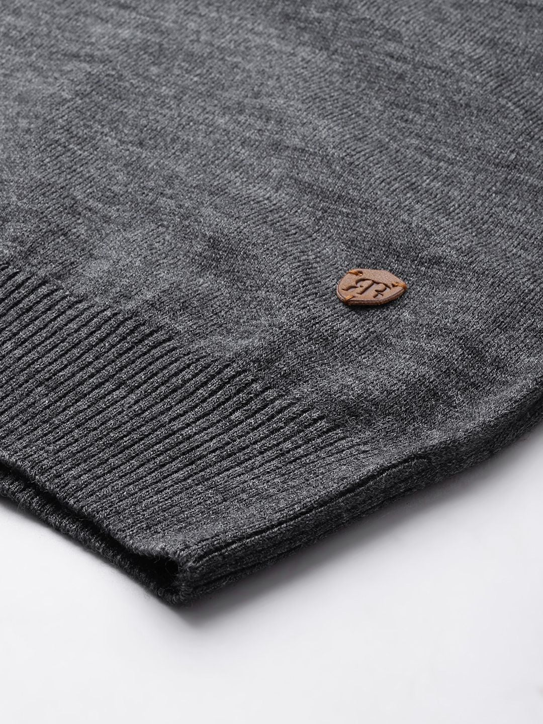 Raymond Men Charcoal Grey & White Striped Striped Pullover - Image 6