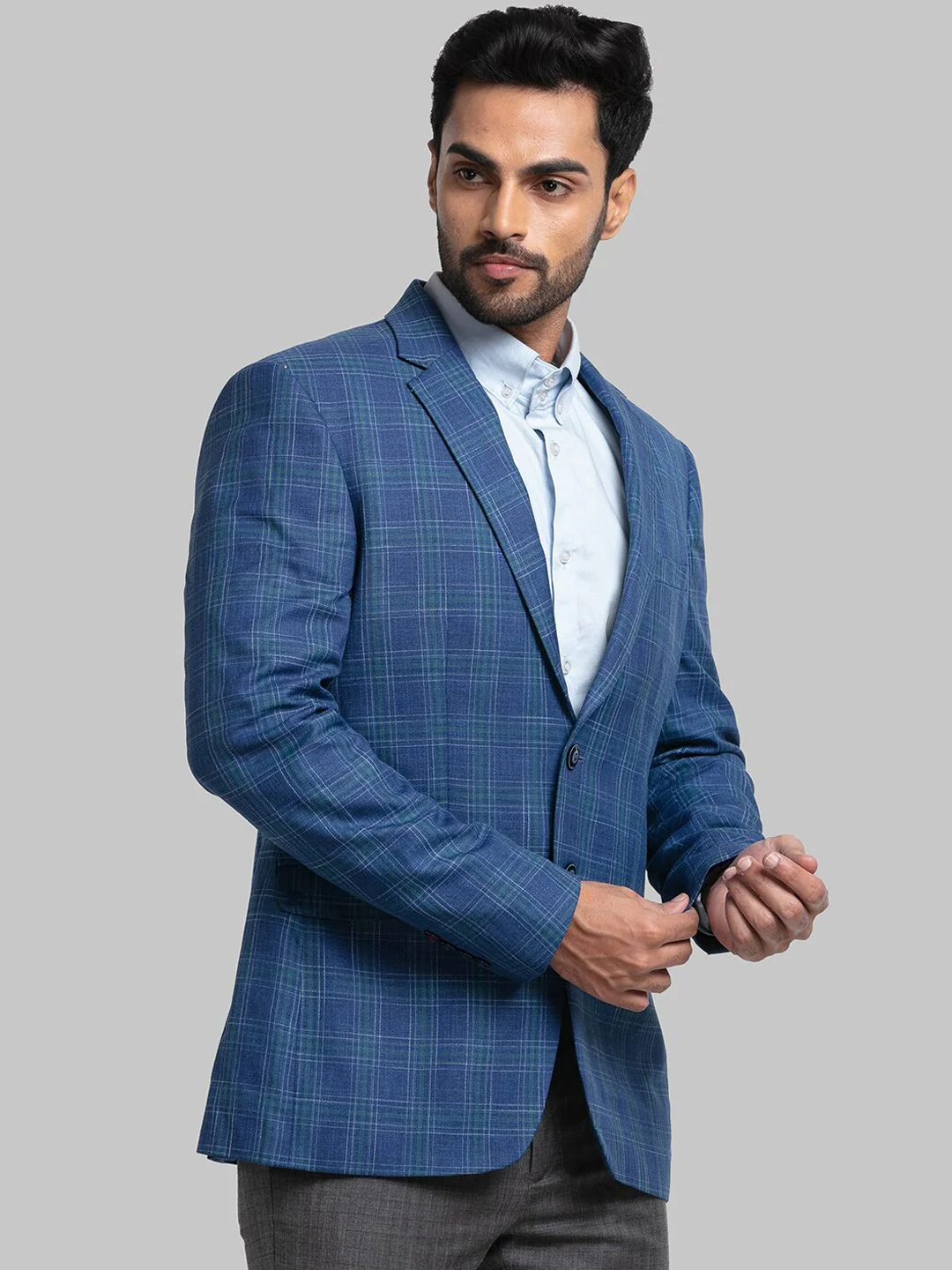 Raymond Men Checked Single Breasted Blazers - Image 3