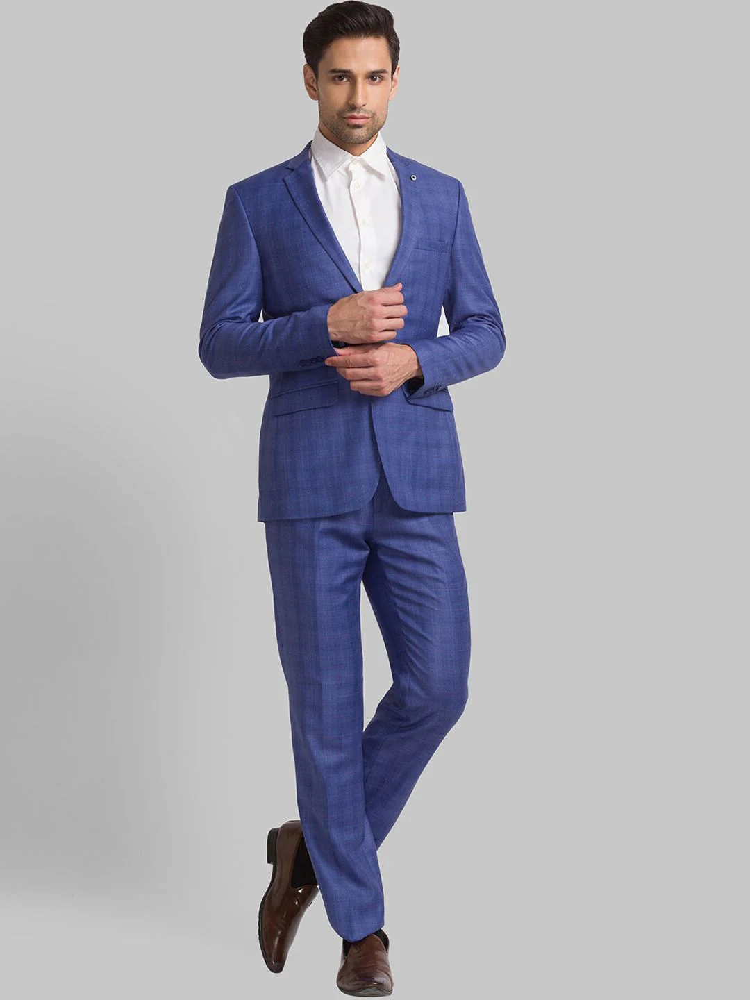 Raymond Men Checked Single Breasted Two Piece Formal Suit - Image 6