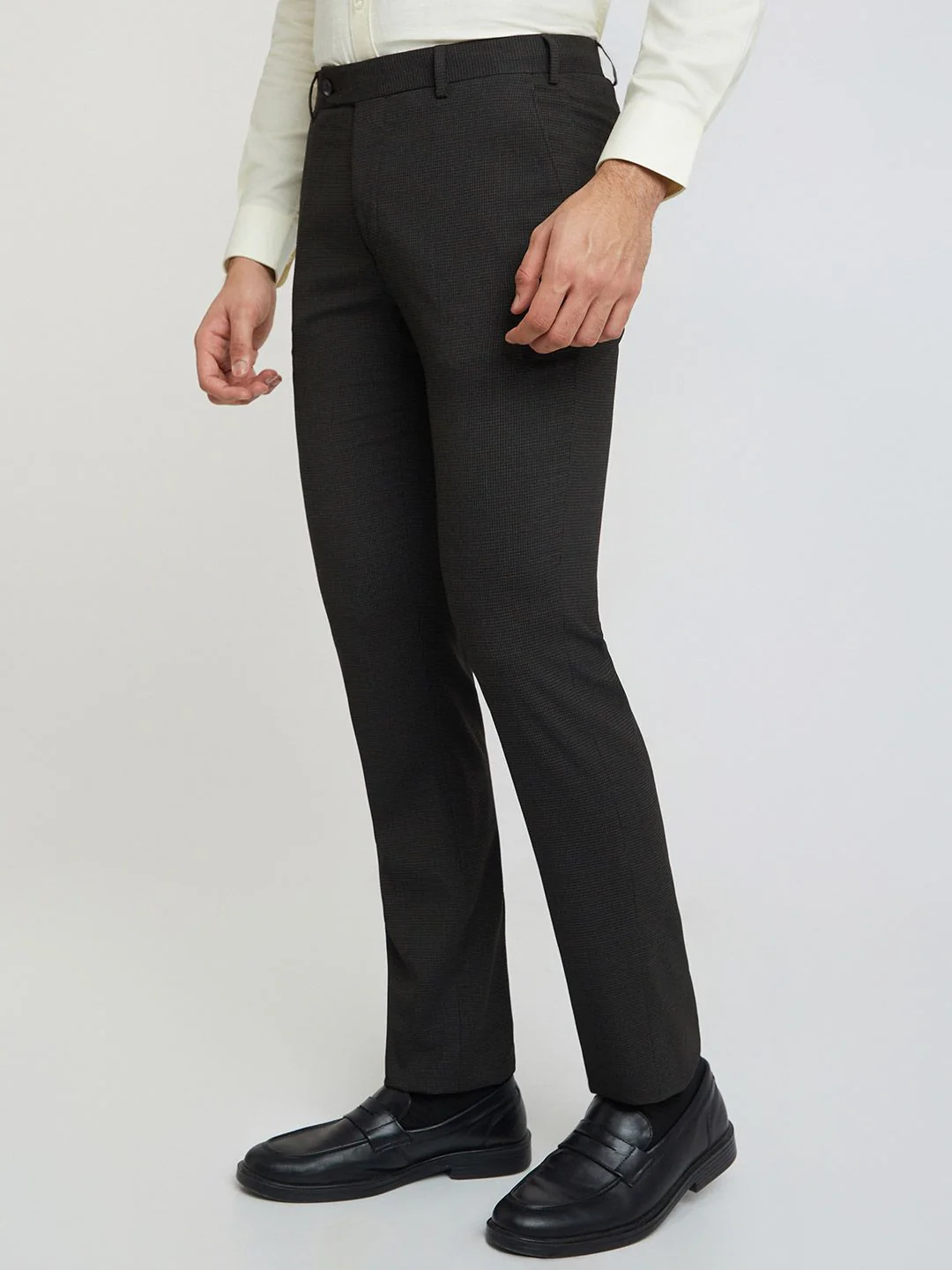 Raymond Men Checked Slim Fit Formal Trousers - Image 3