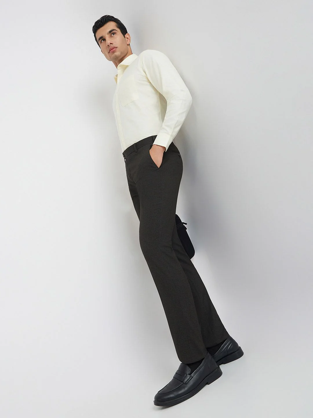 Raymond Men Checked Slim Fit Formal Trousers - Image 4