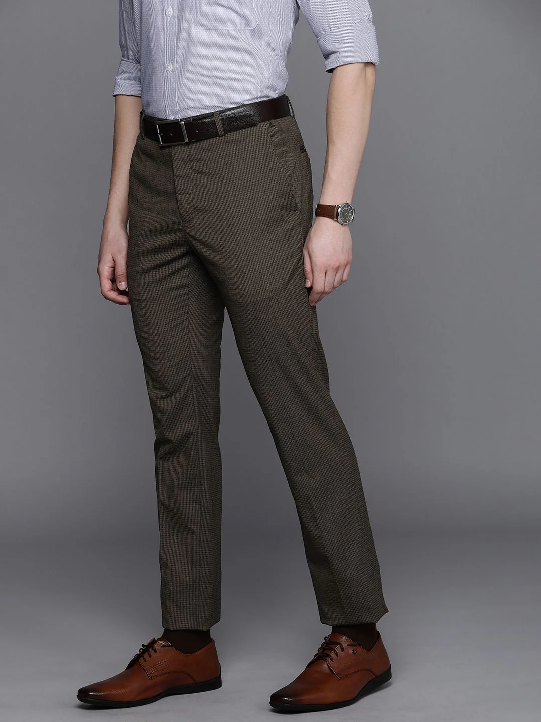 Raymond Men Checked Slim Fit Formal Trousers - Image 2