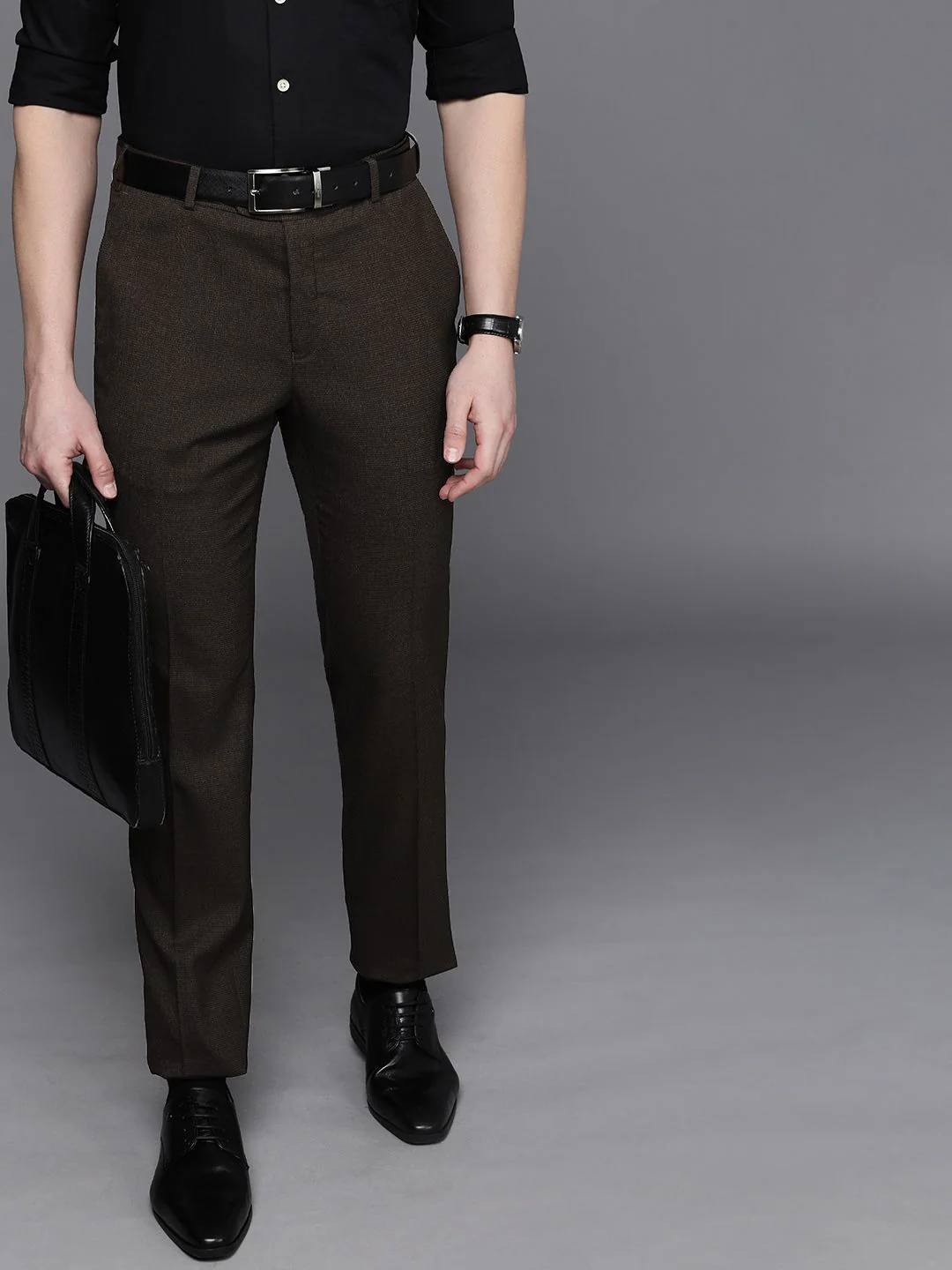 Raymond Men Checked Slim Fit Formal Trousers