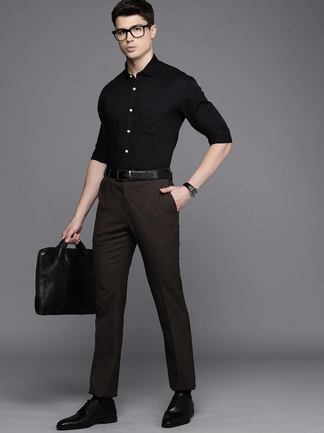Raymond Men Checked Slim Fit Formal Trousers - Image 5