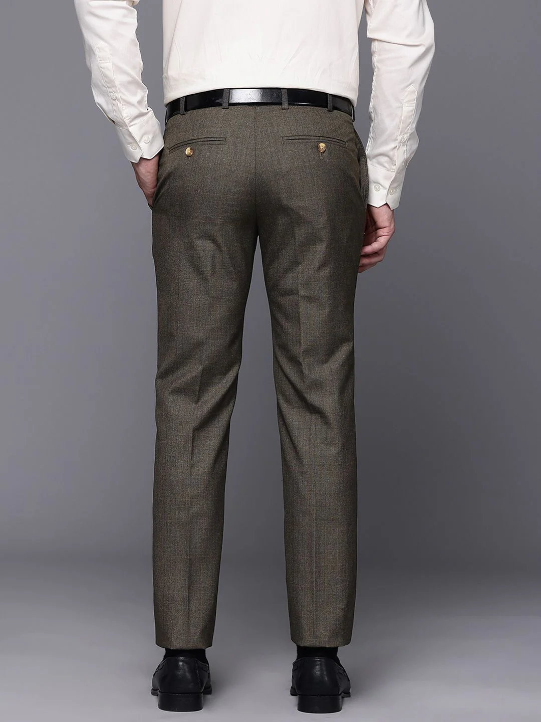 Raymond Men Checked Slim Fit Formal Trousers - Image 3
