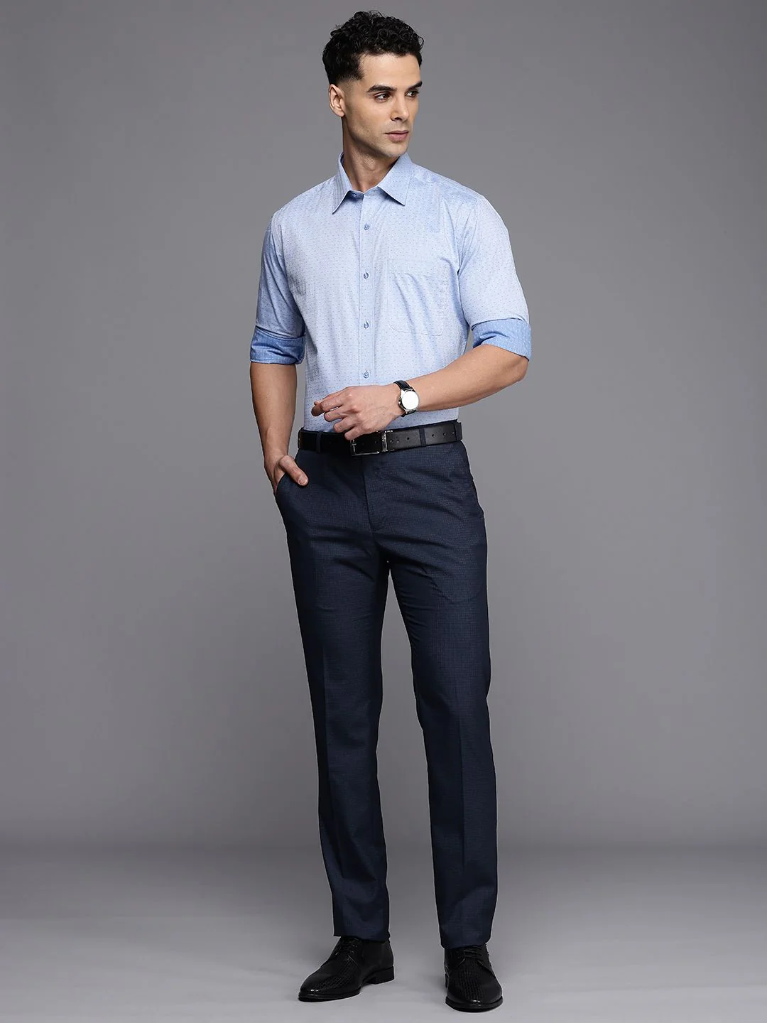 Raymond Men Checked Slim Fit Formal Trousers - Image 5