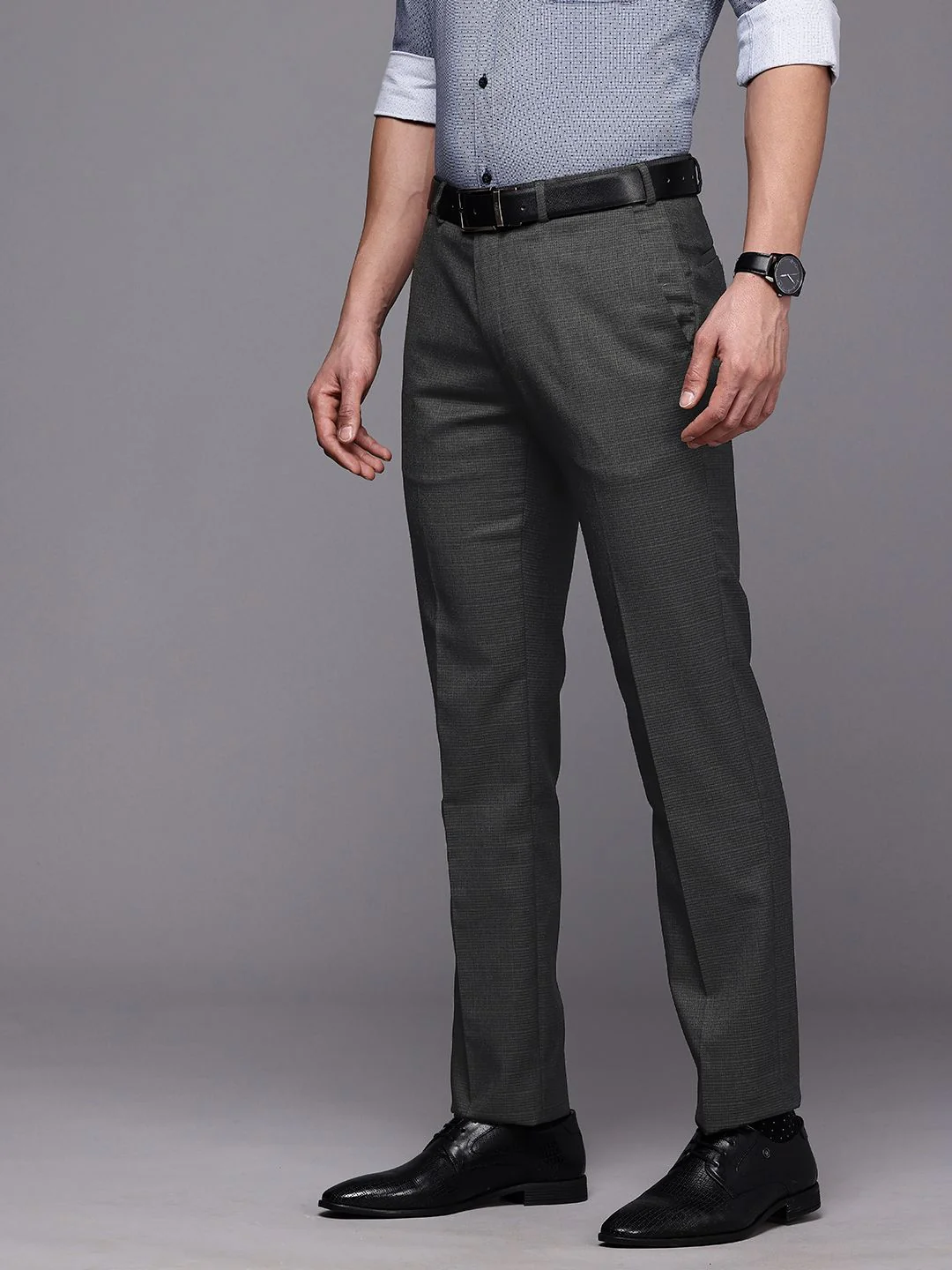 Raymond Men Checked Slim Fit Formal Trousers - Image 2