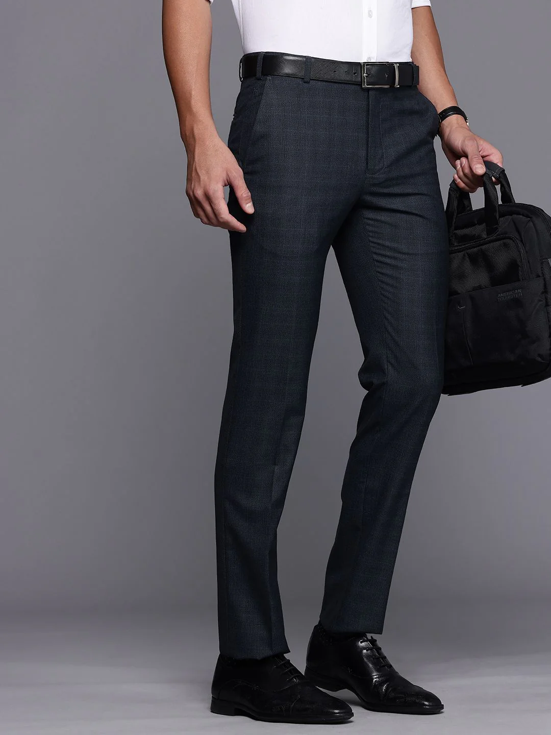 Raymond Men Checked Slim Fit Formal Trousers