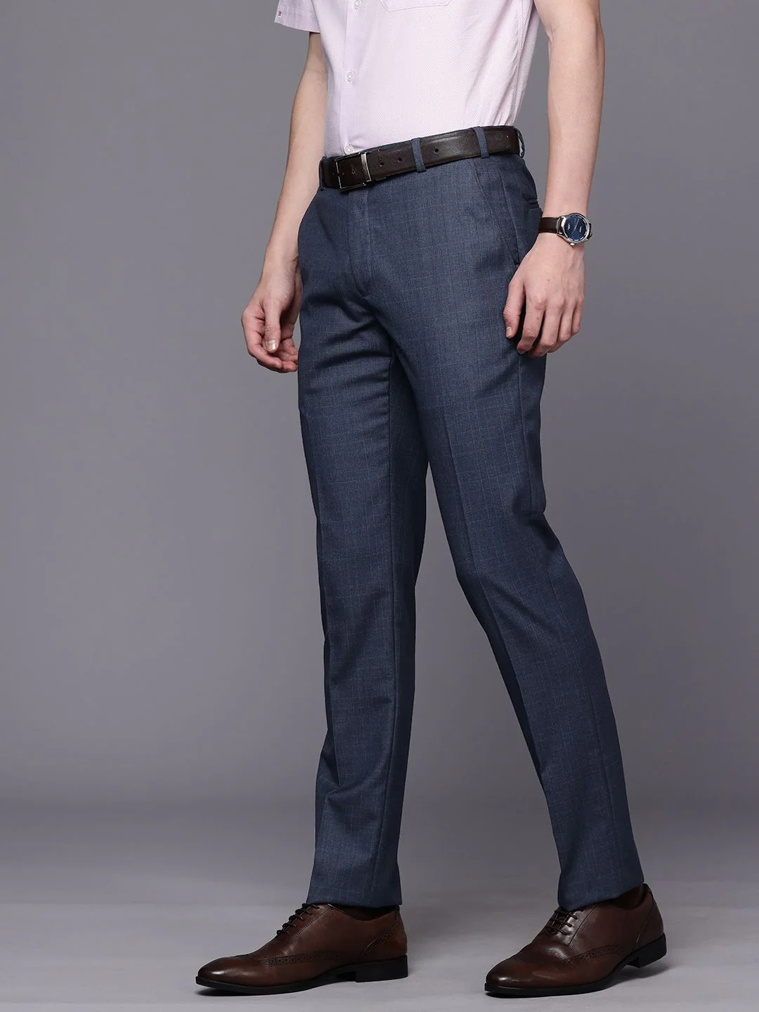 Raymond Men Checked Slim Fit Formal Trousers - Image 2
