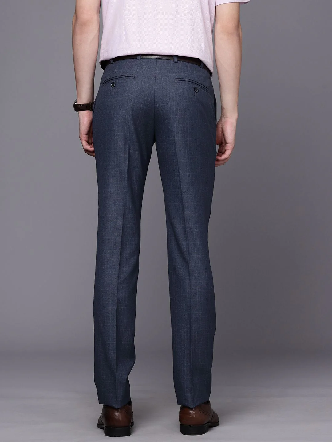 Raymond Men Checked Slim Fit Formal Trousers - Image 3