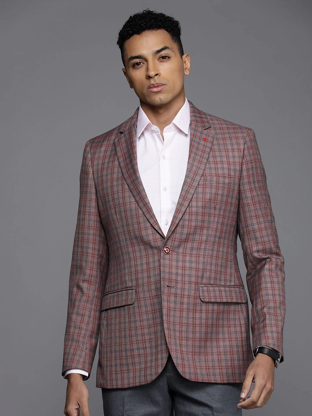 Raymond Men Contemporary Fit Checked Formal Blazer - Image 3