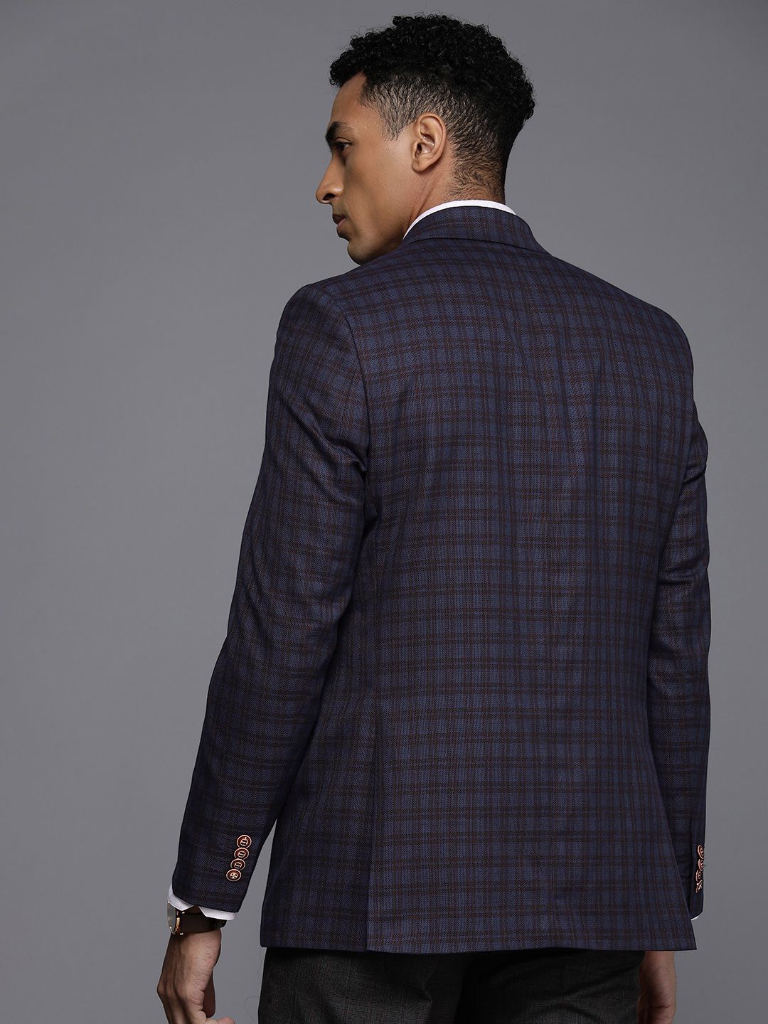 Raymond Men Contemporary Fit Checked Formal Blazer - Image 5