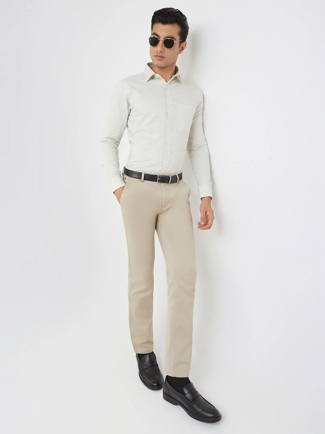 Raymond Men Green Pure Cotton Slim Fit Checked Formal Shirt - Image 6