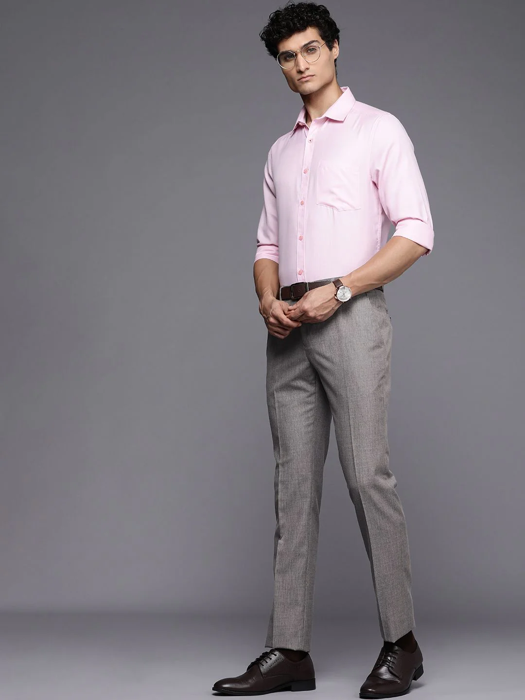 Raymond Men Grey Striped Slim Fit Formal Trousers - Image 5