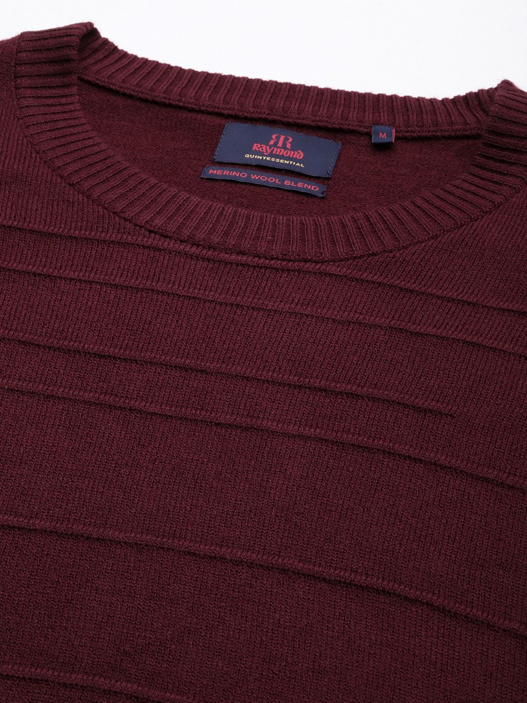 Raymond Men Maroon Striped Pullover - Image 2