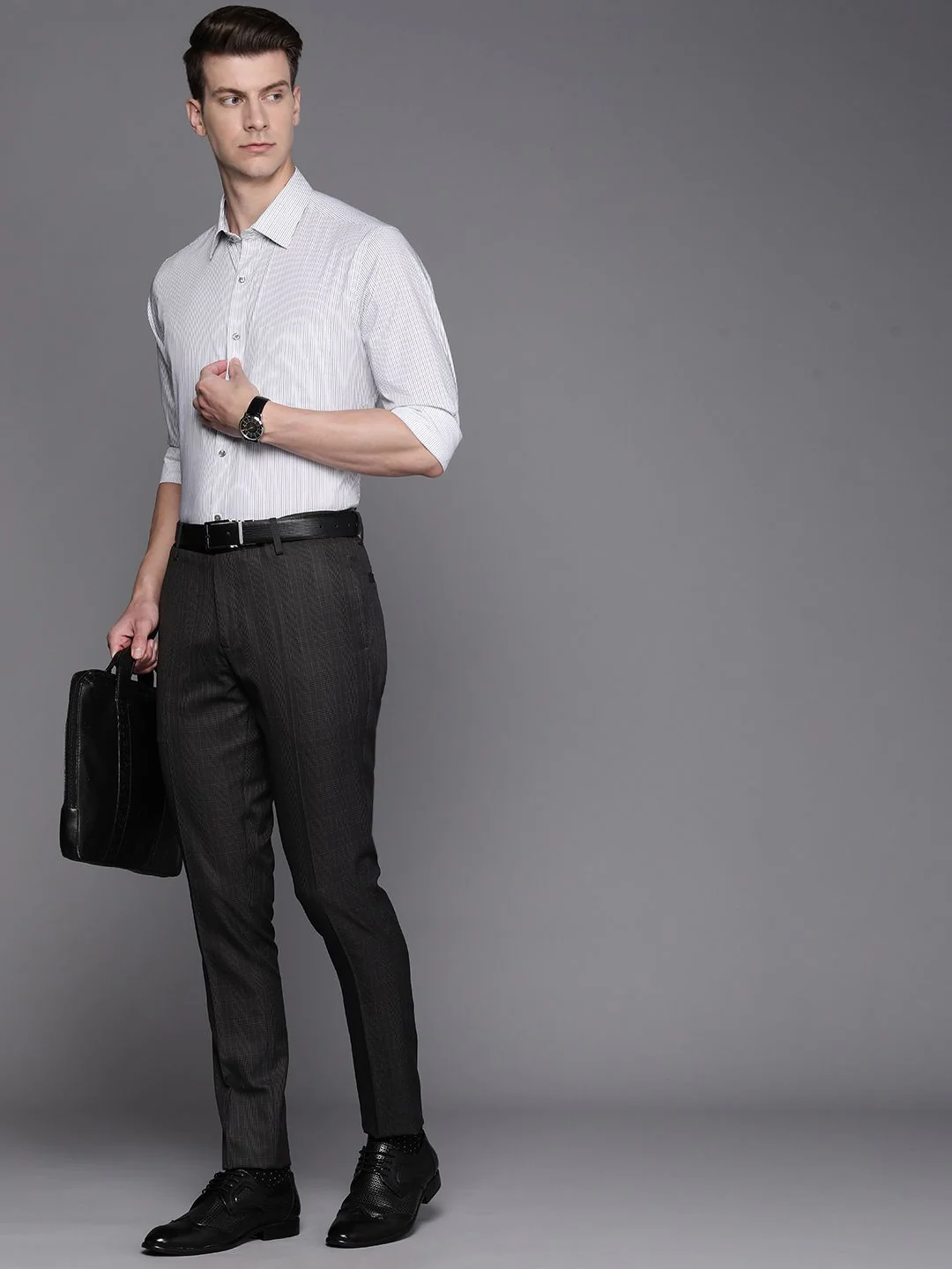 Raymond Men Pure Cotton Slim Fit Striped Formal Shirt - Image 6