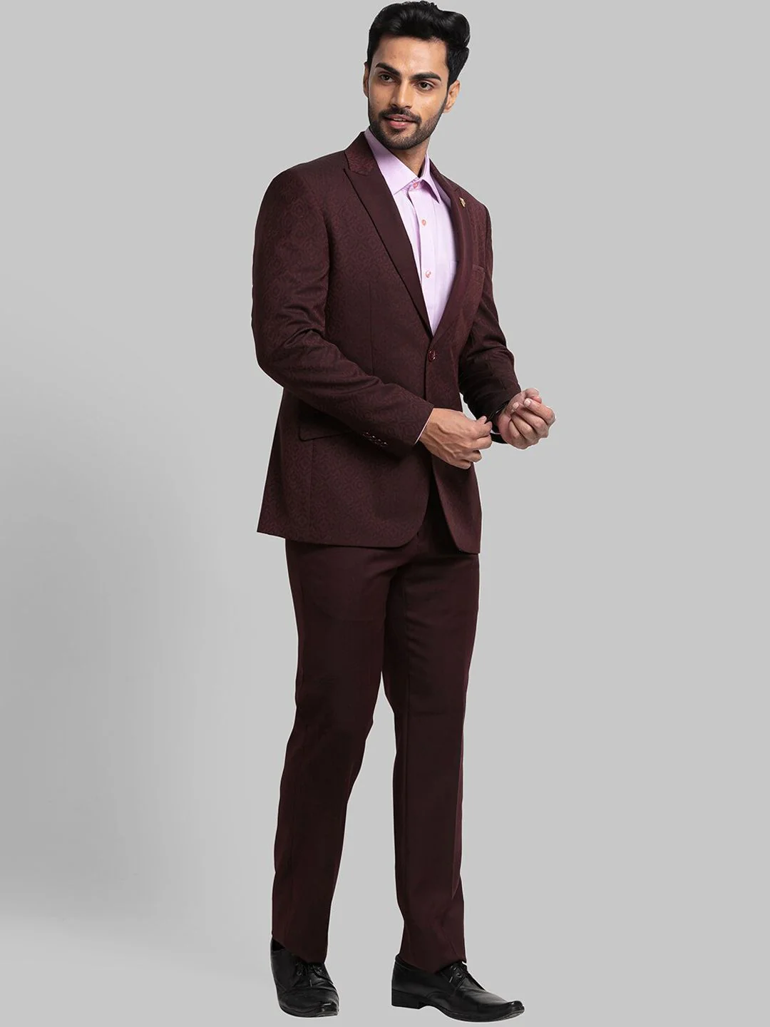 Raymond Men Self Design Single Breasted Two Piece Formal Suit - Image 3