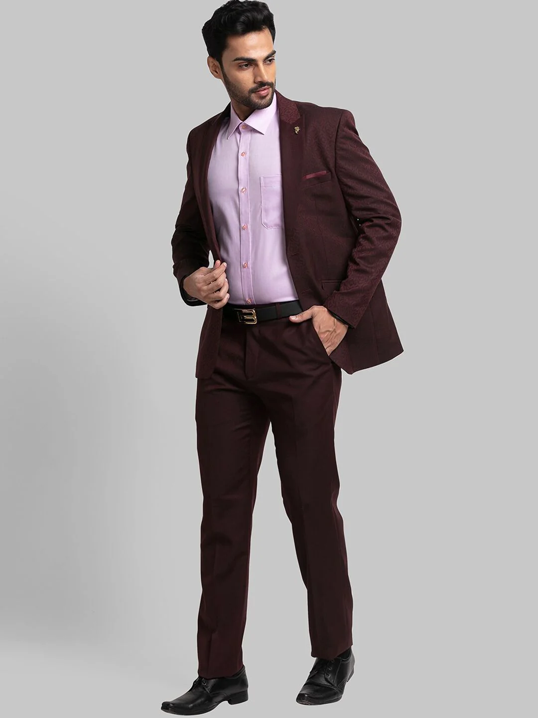 Raymond Men Self Design Single Breasted Two Piece Formal Suit - Image 5