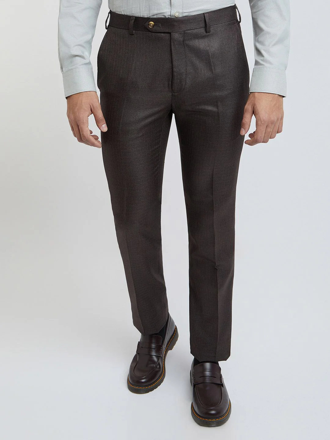 Raymond Men Self Design Textured Slim Fit Formal Trousers