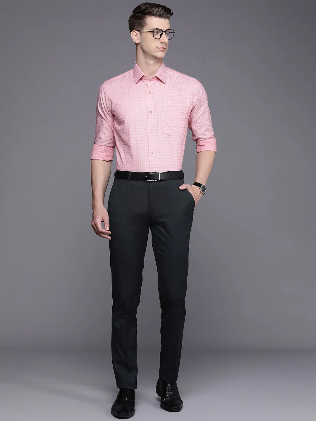 Raymond Men Self Design Textured Slim Fit Formal Trousers - Image 5