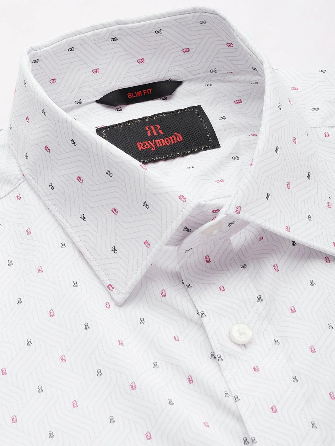 Raymond Men Slim Fit Geometric Printed Pure Cotton Formal Shirt - Image 2