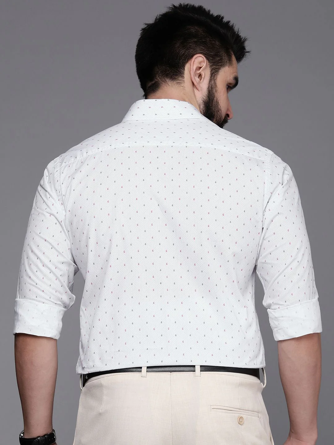 Raymond Men Slim Fit Geometric Printed Pure Cotton Formal Shirt - Image 4