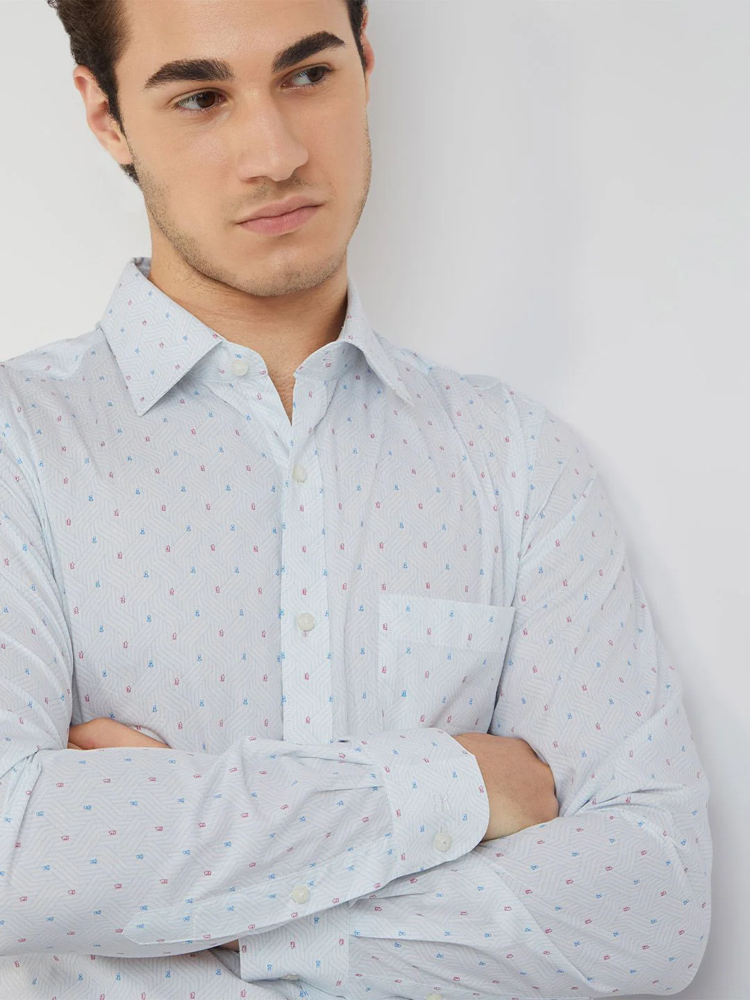 Raymond Men Slim Fit Geometric Printed Pure Cotton Formal Shirt - Image 2