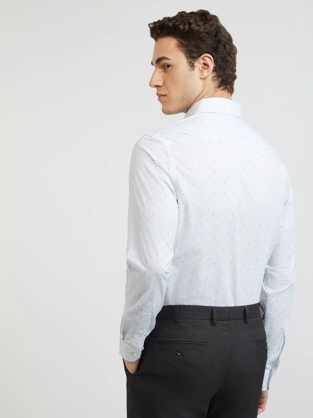 Raymond Men Slim Fit Geometric Printed Pure Cotton Formal Shirt - Image 4