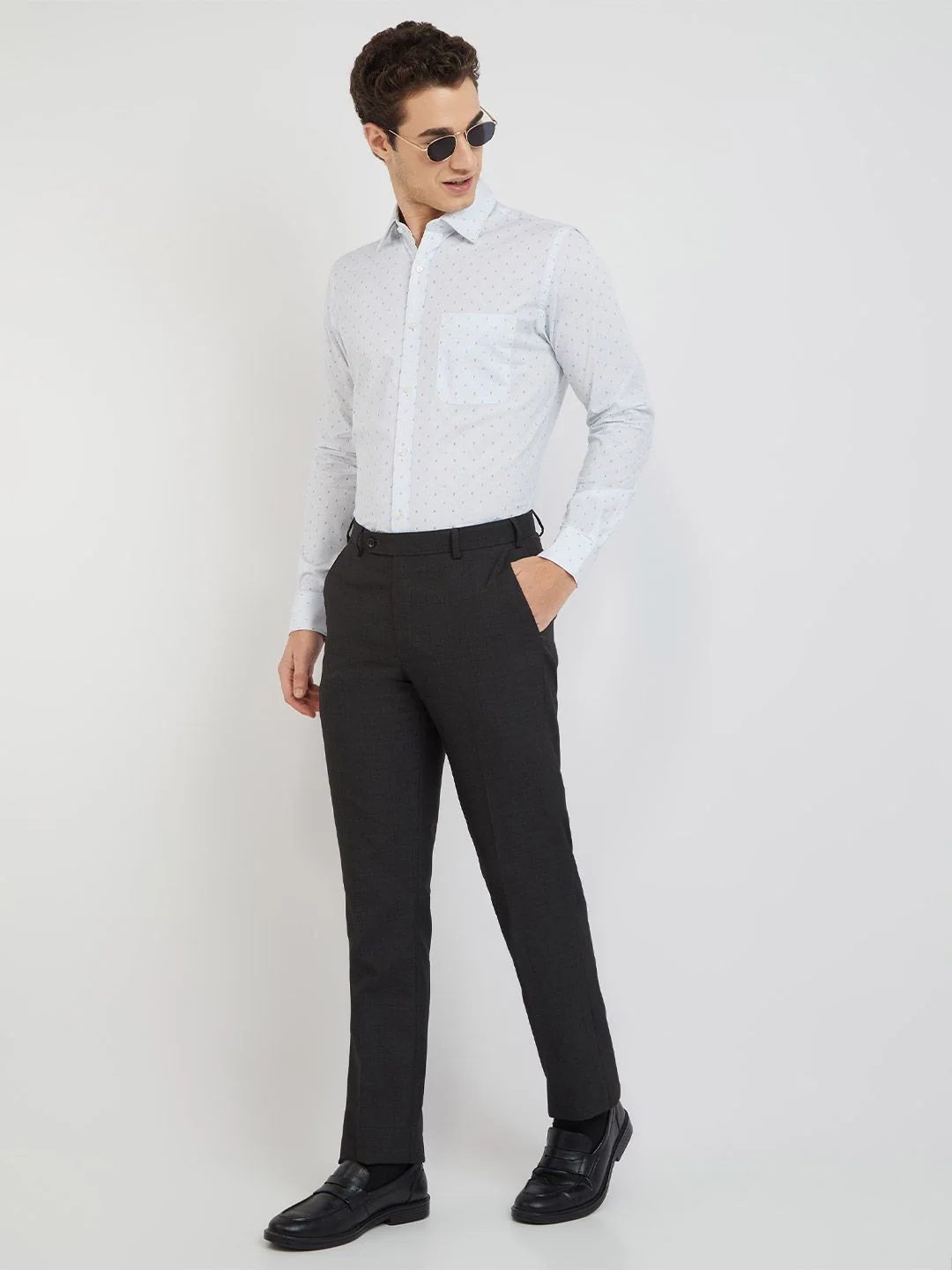 Raymond Men Slim Fit Geometric Printed Pure Cotton Formal Shirt - Image 6