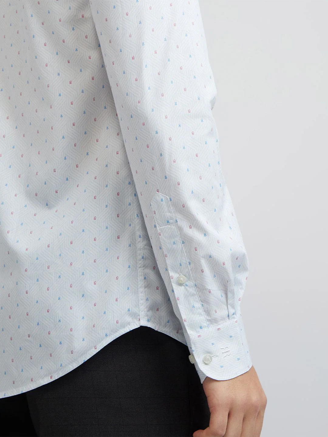 Raymond Men Slim Fit Geometric Printed Pure Cotton Formal Shirt - Image 7