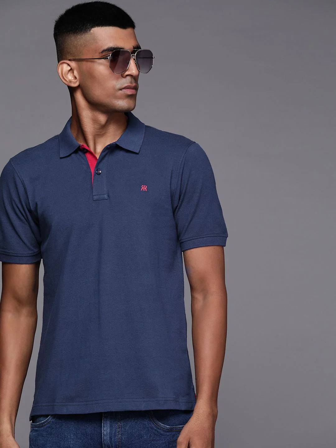Raymond Men Solid Polo Collar Pure Cotton T-shirt