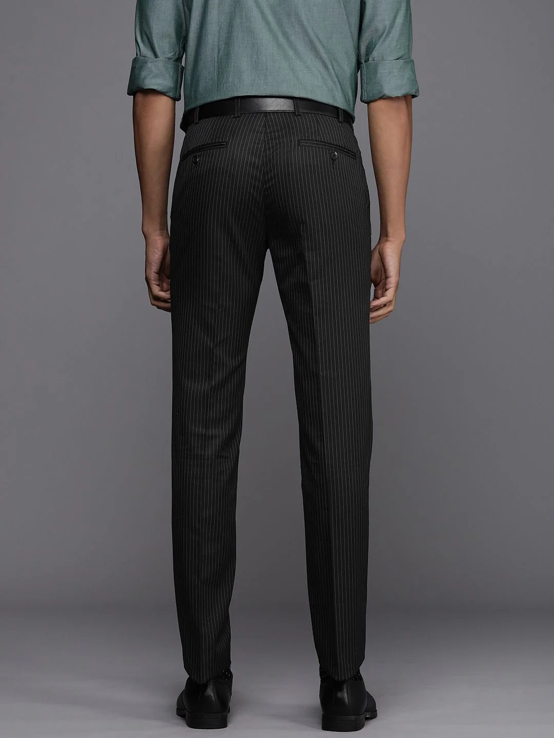 Raymond Men Striped Slim Fit Formal Trousers - Image 3
