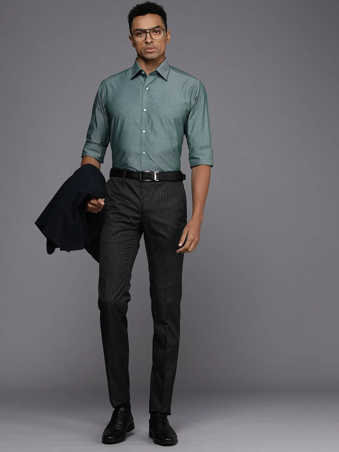 Raymond Men Striped Slim Fit Formal Trousers - Image 5