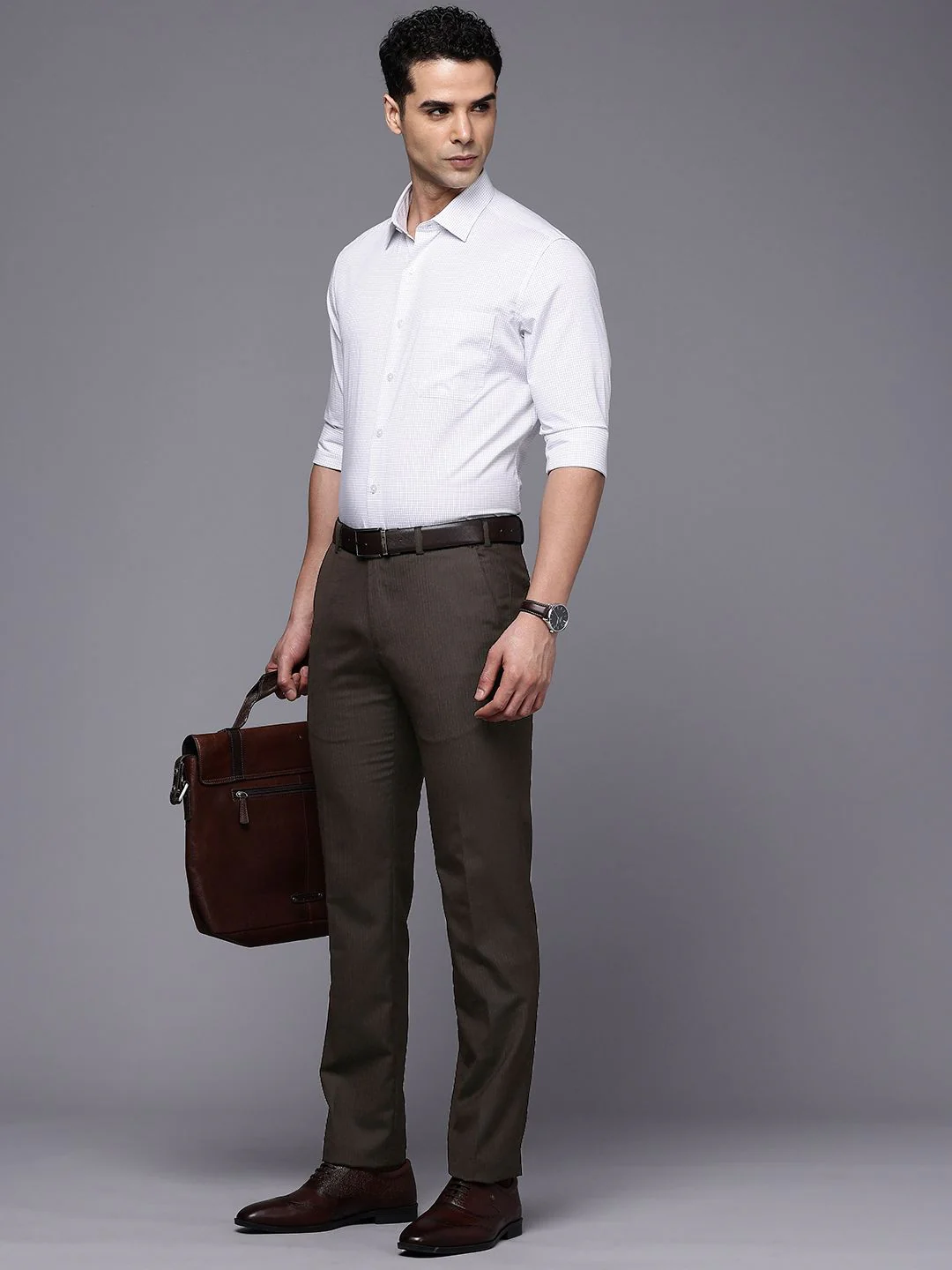 Raymond Men Striped Slim Fit Formal Trousers - Image 5