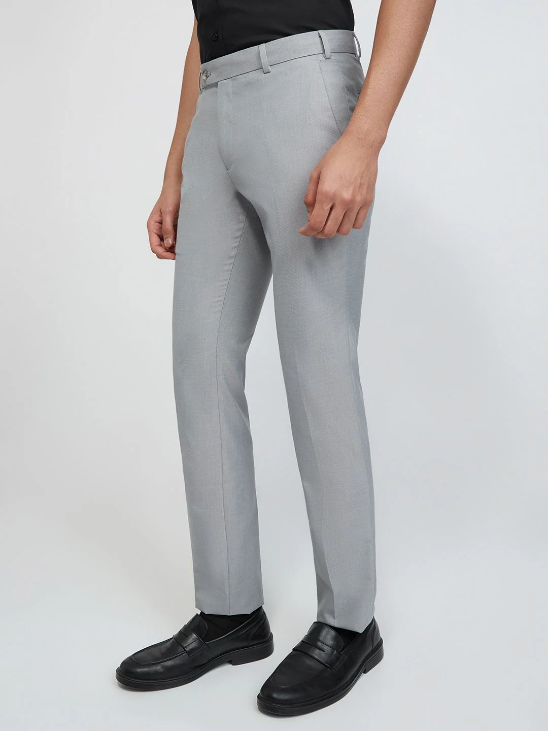 Raymond Men Textured Slim Fit Easy Wash Trousers - Image 2