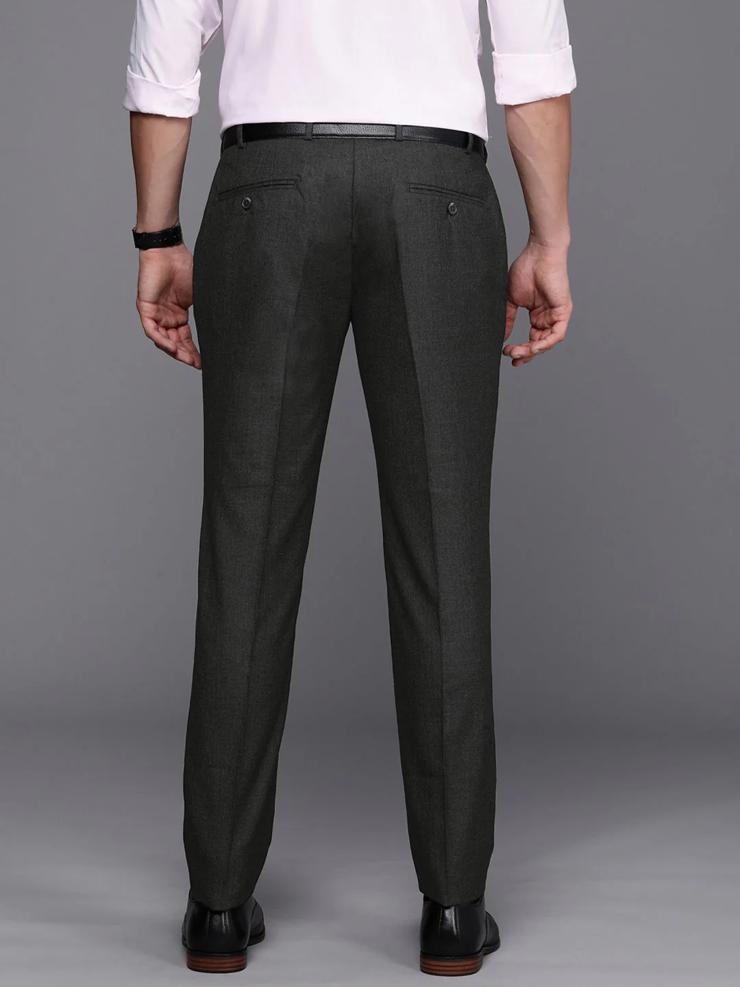 Raymond Men Textured Slim Fit Formal Trousers - Image 3
