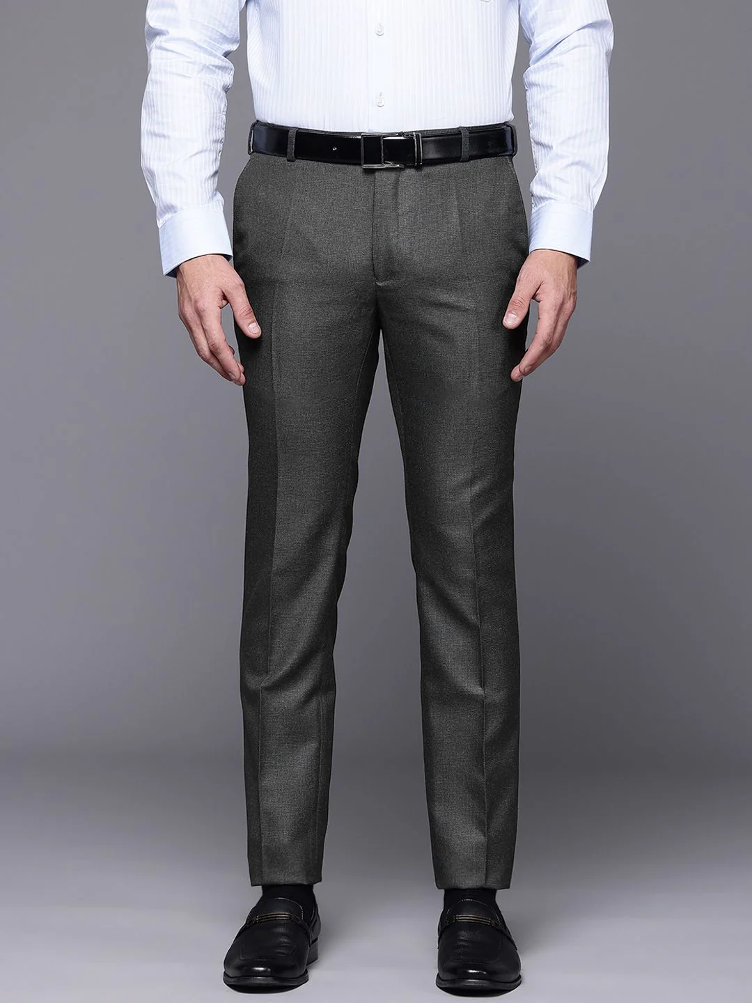 Raymond Men Textured Slim Fit Formal Trousers - Image 2