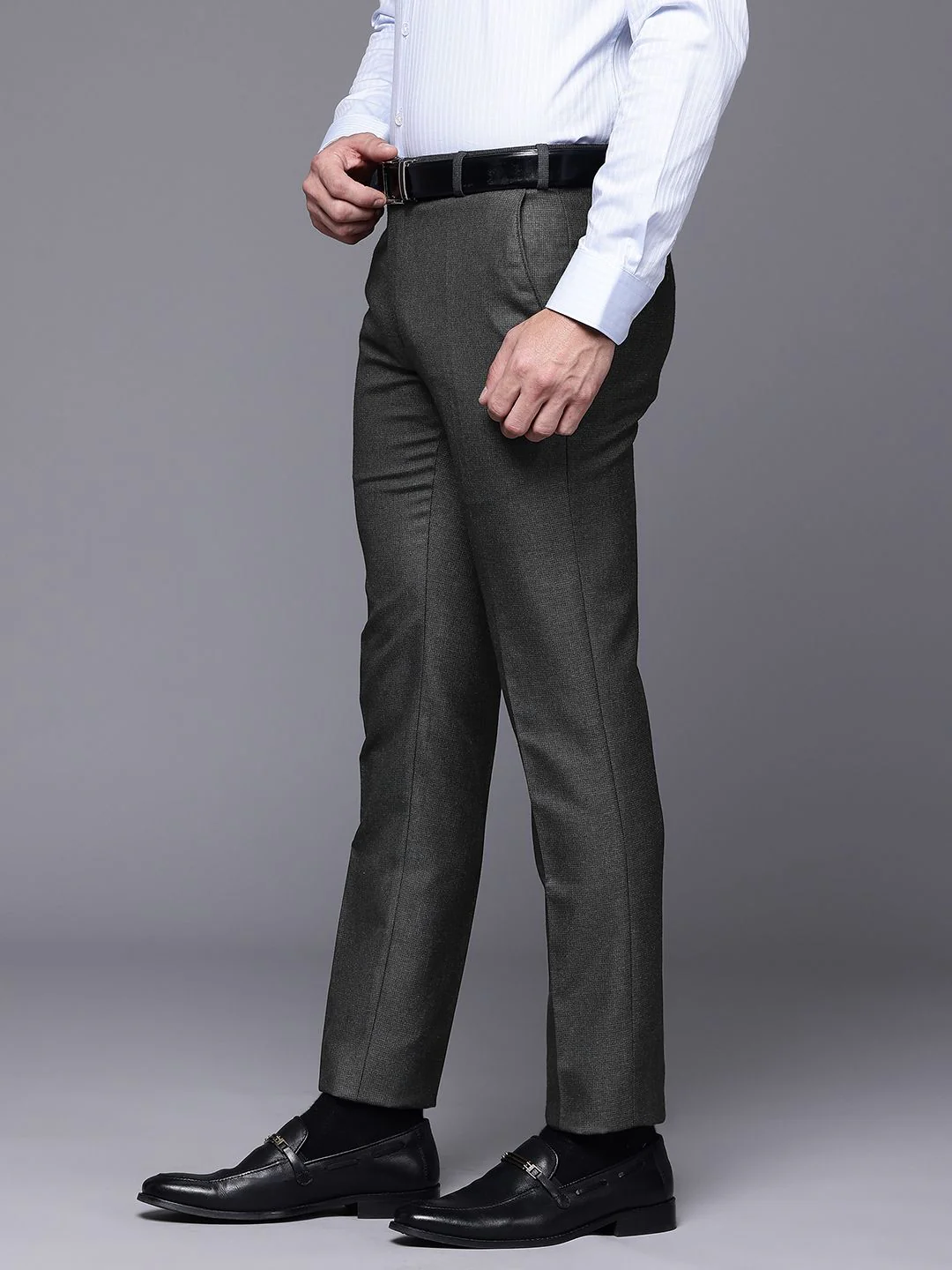 Raymond Men Textured Slim Fit Formal Trousers - Image 3