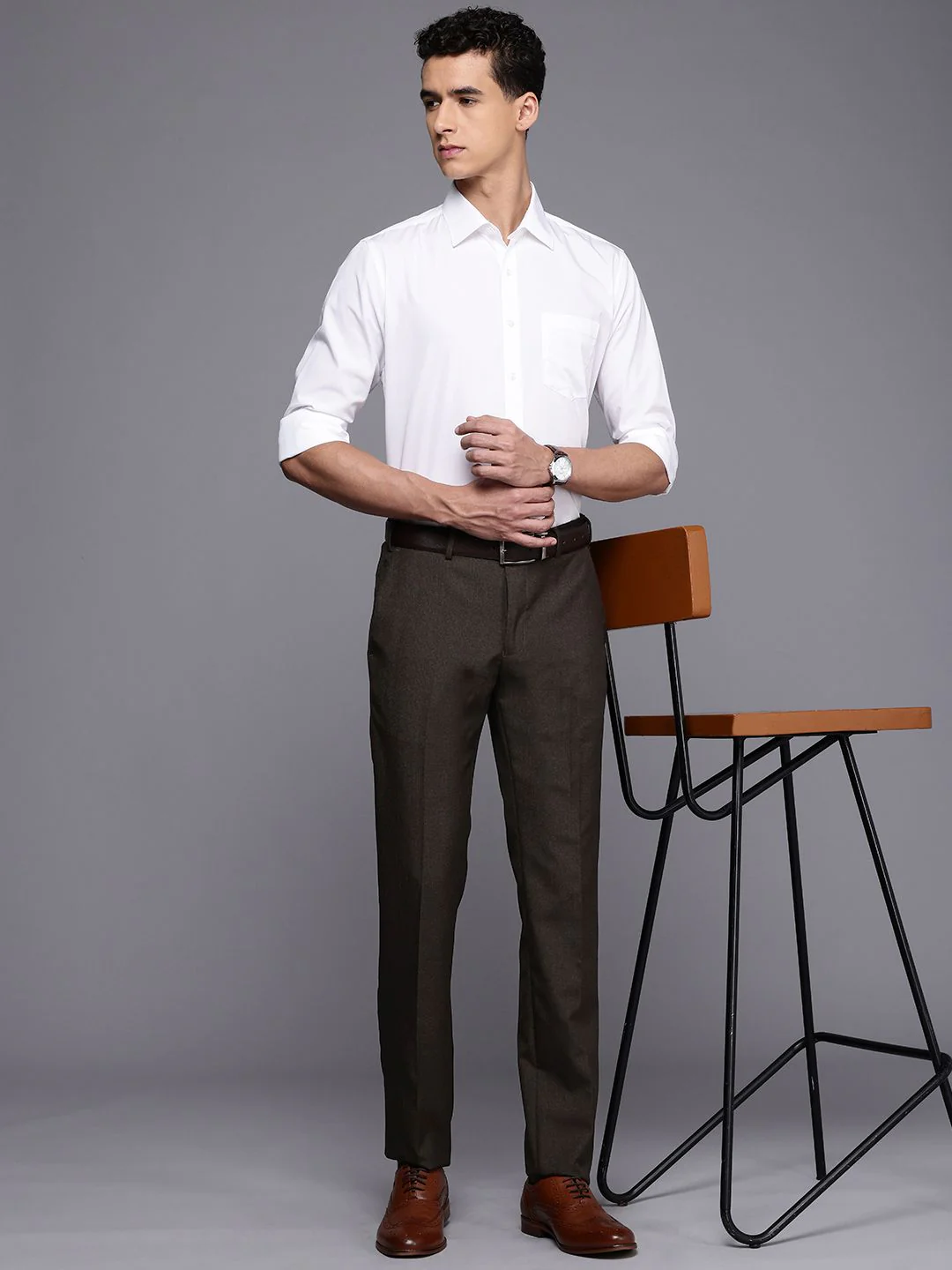 Raymond Men Textured Slim Fit Formal Trousers - Image 5