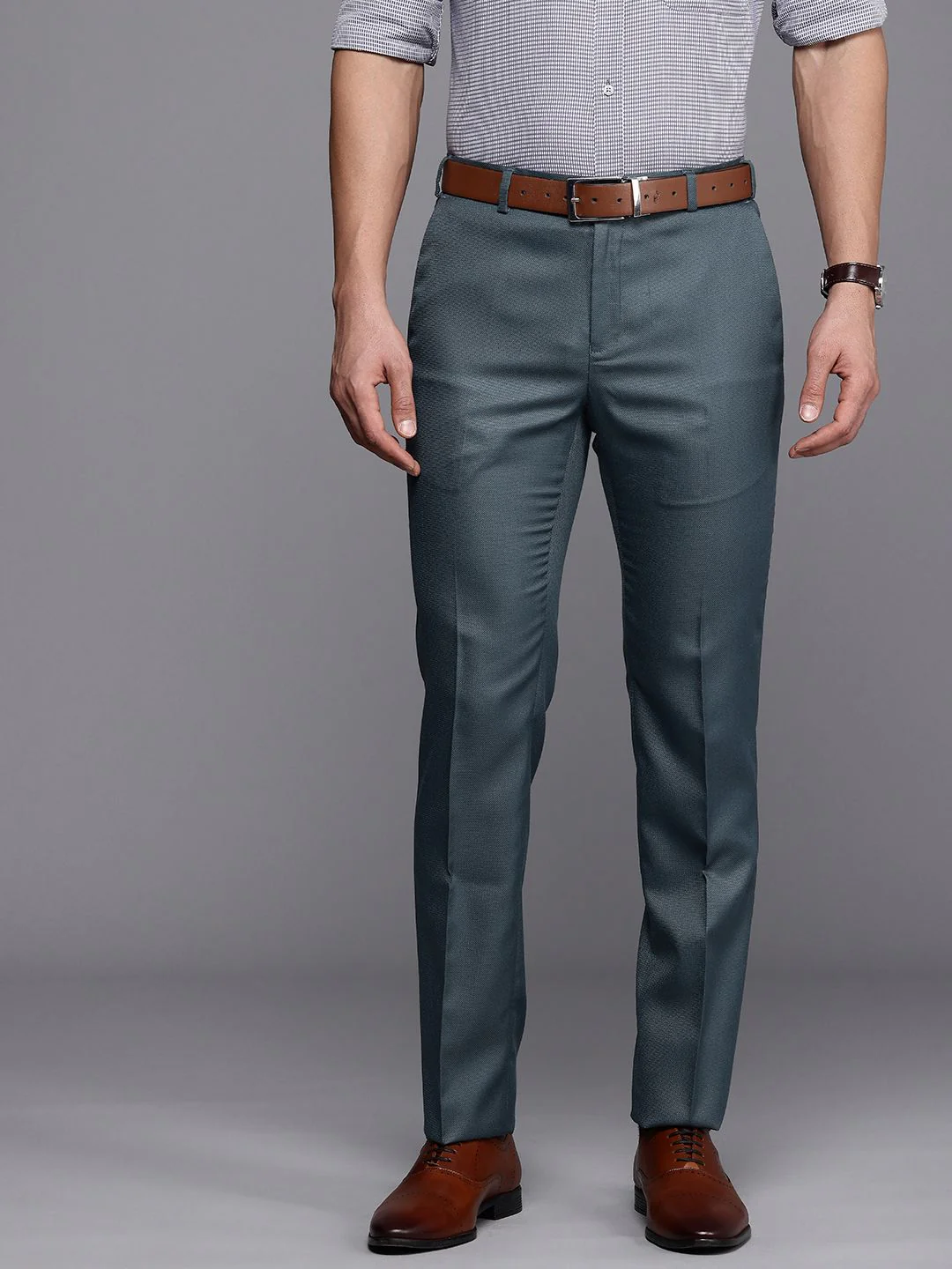 Raymond Men Textured Slim Fit Formal Trousers - Image 2
