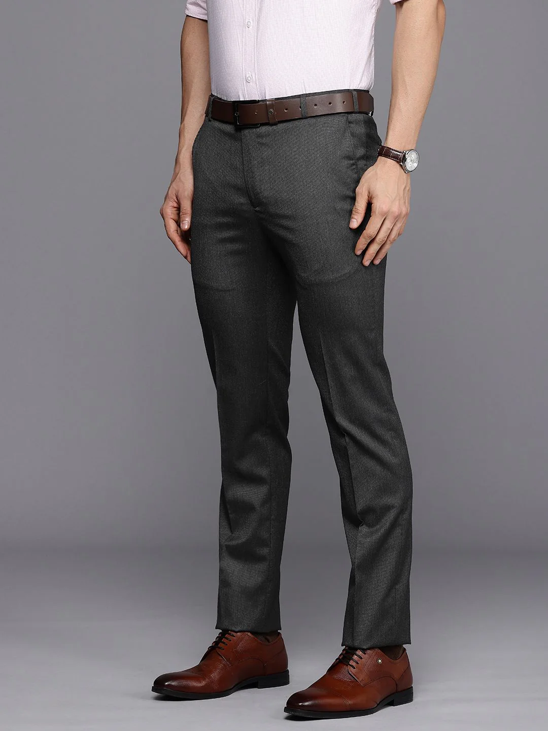 Raymond Men Textured Slim Fit Formal Trousers - Image 2