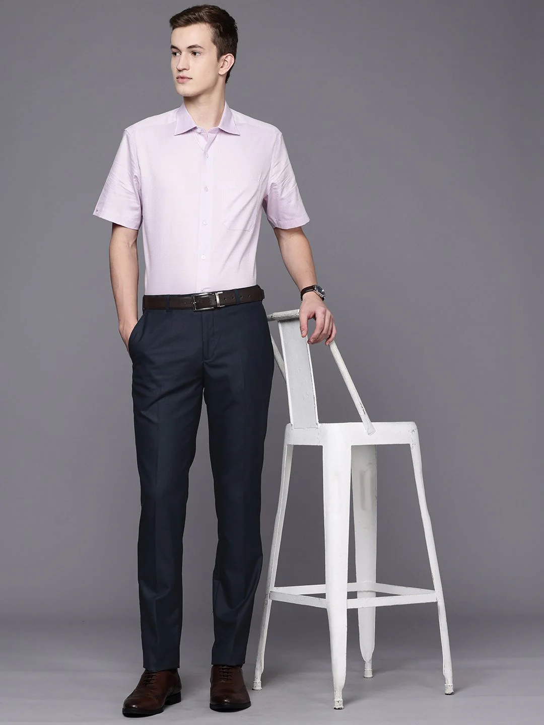Raymond Men Textured Slim Fit Formal Trousers - Image 5