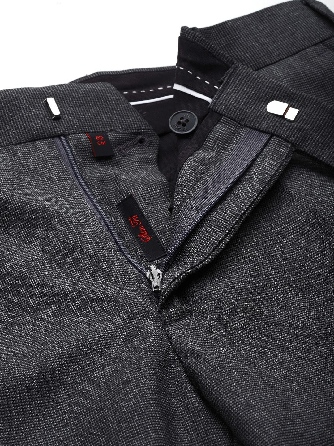 Raymond Men Textured Slim Fit Trousers - Image 4