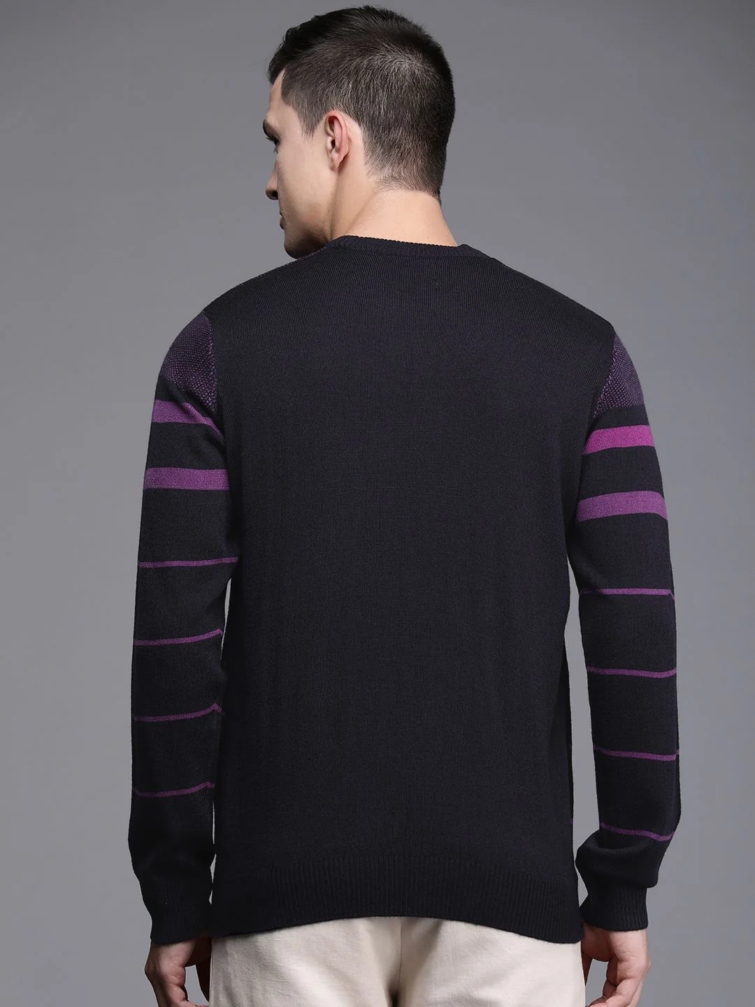 Raymond Men Violet Striped Pullover - Image 5