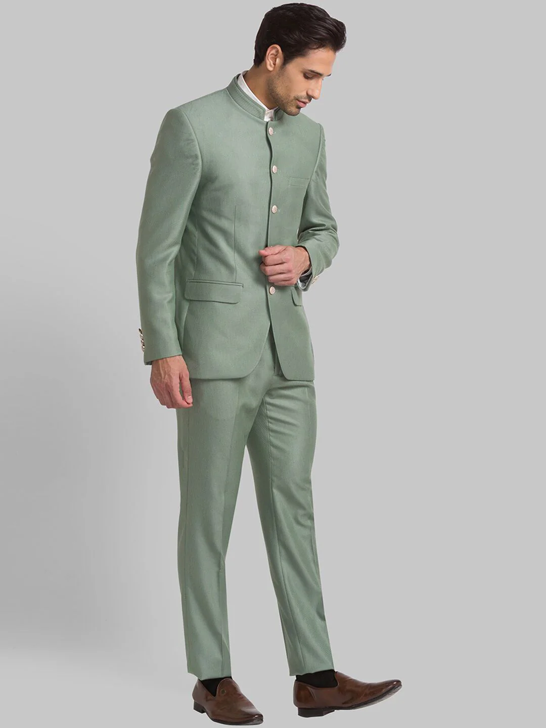 Raymond Men Woven-Designed Single-Breasted Bandhgala Blazer Two-Piece Suit - Image 3