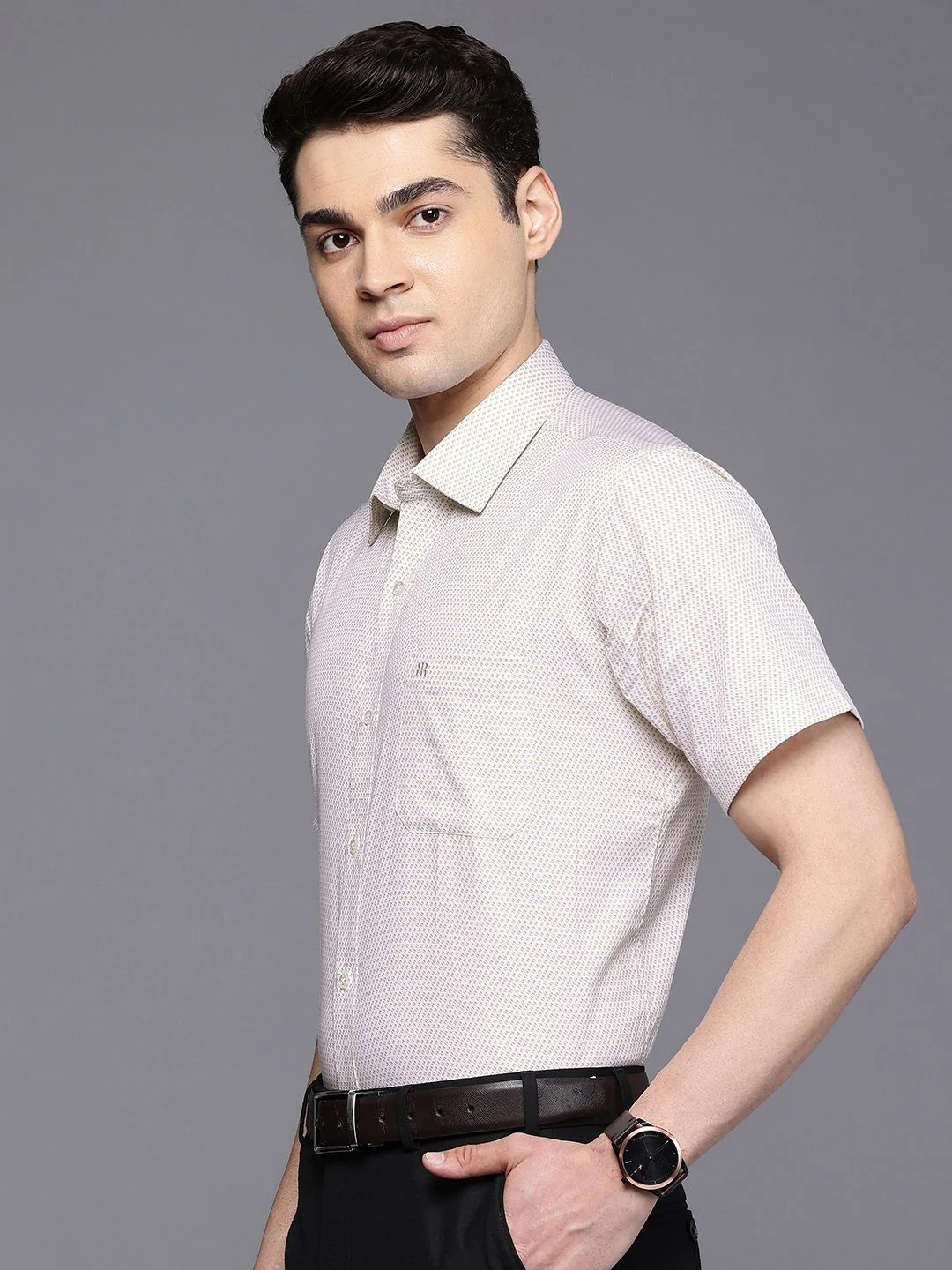 Raymond Micro Ditsy Printed Pure Cotton Formal Shirt - Image 3