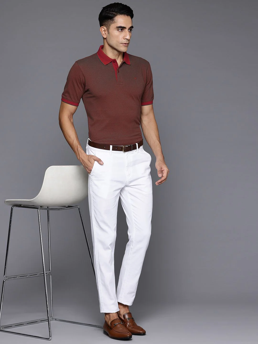 Raymond Modern Fit Pure Cotton Polo Collar T-shirt - Image 4